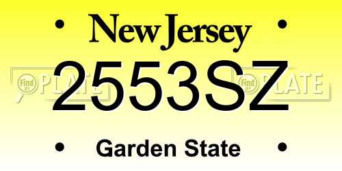 2553SZ New Jersey License Plate