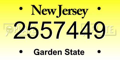 2557449 New Jersey License Plate