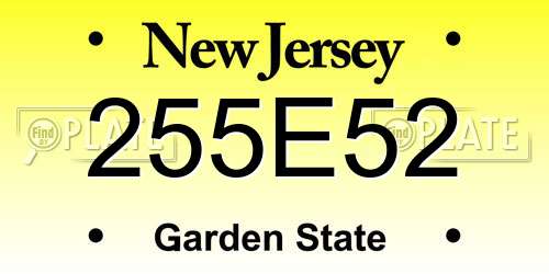 255E52 New Jersey License Plate