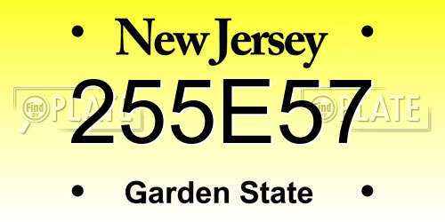 255E57 New Jersey License Plate
