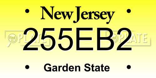 255EB2 New Jersey License Plate