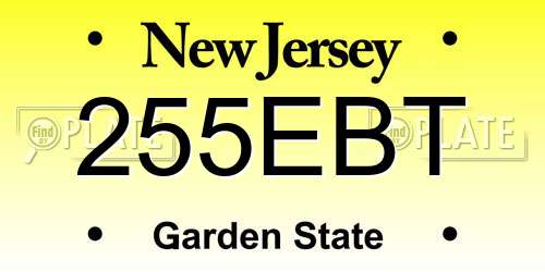 255EBT New Jersey License Plate