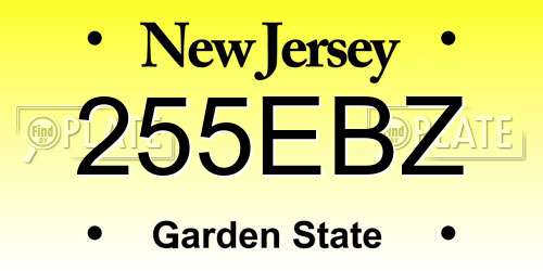255EBZ New Jersey License Plate