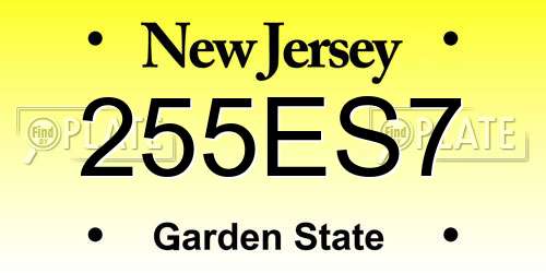 255ES7 New Jersey License Plate