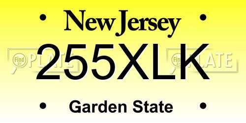 255XLK New Jersey License Plate