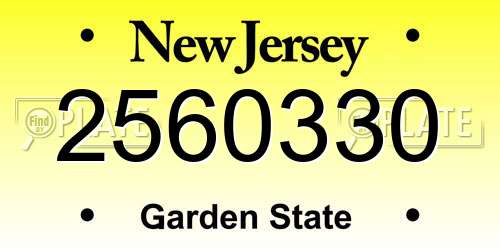 2560330 New Jersey License Plate
