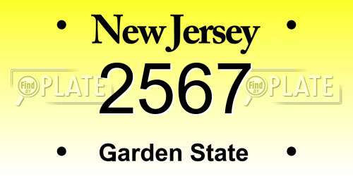2567 New Jersey License Plate