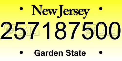 257187500 New Jersey License Plate