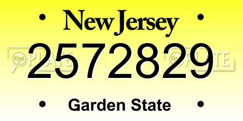 2572829 New Jersey License Plate