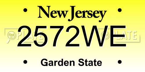 2572WE New Jersey License Plate