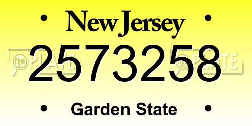 2573258 New Jersey License Plate