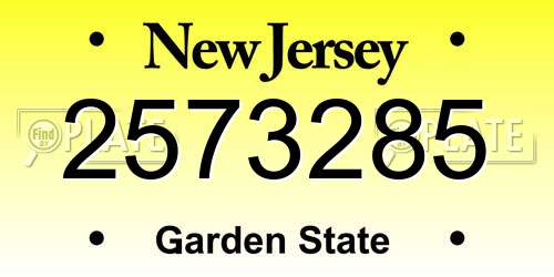 2573285 New Jersey License Plate
