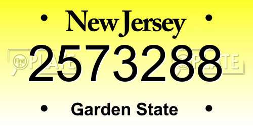 2573288 New Jersey License Plate
