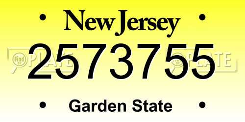 2573755 New Jersey License Plate