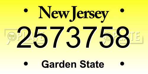 2573758 New Jersey License Plate