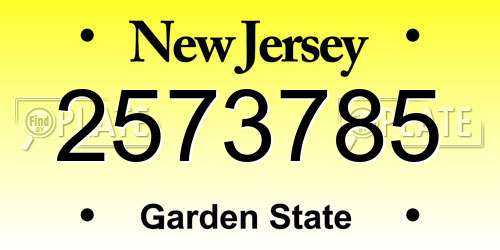 2573785 New Jersey License Plate