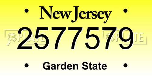 2577579 New Jersey License Plate