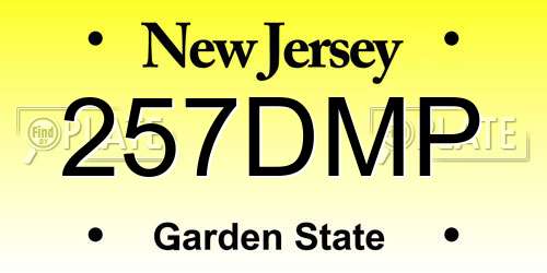 257DMP New Jersey License Plate