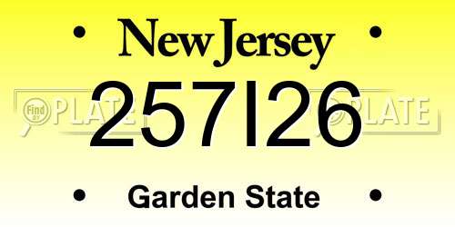 257I26 New Jersey License Plate