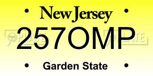 257OMP New Jersey License Plate