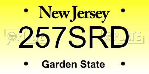 257SRD New Jersey License Plate