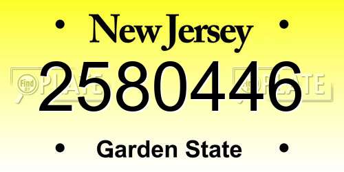 2580446 New Jersey License Plate