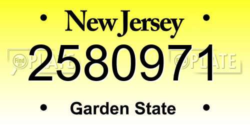 2580971 New Jersey License Plate