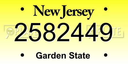 2582449 New Jersey License Plate
