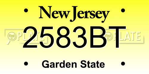2583BT New Jersey License Plate