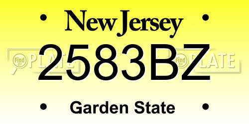 2583BZ New Jersey License Plate