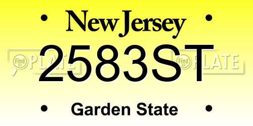 2583ST New Jersey License Plate