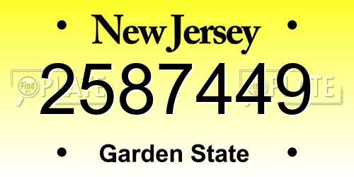 2587449 New Jersey License Plate