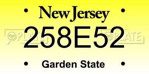 258E52 New Jersey License Plate