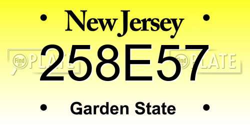 258E57 New Jersey License Plate