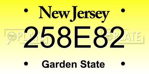 258E82 New Jersey License Plate