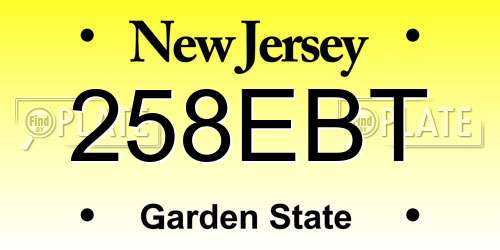 258EBT New Jersey License Plate