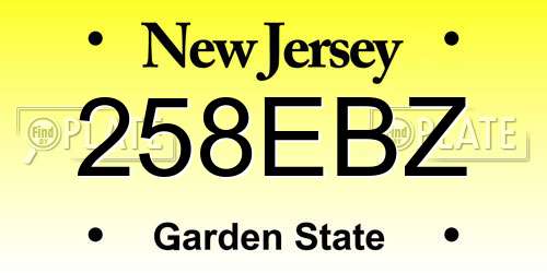 258EBZ New Jersey License Plate
