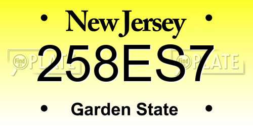 258ES7 New Jersey License Plate
