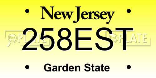 258EST New Jersey License Plate
