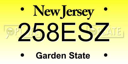 258ESZ New Jersey License Plate