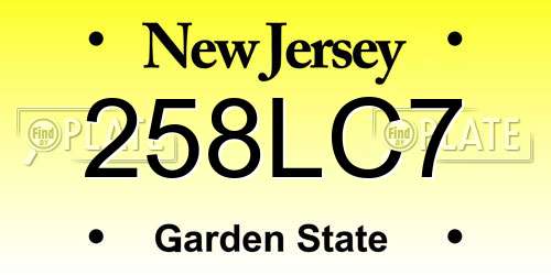 258LC7 New Jersey License Plate