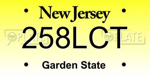 258LCT New Jersey License Plate