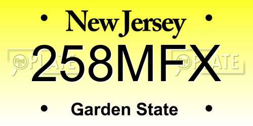 258MFX New Jersey License Plate