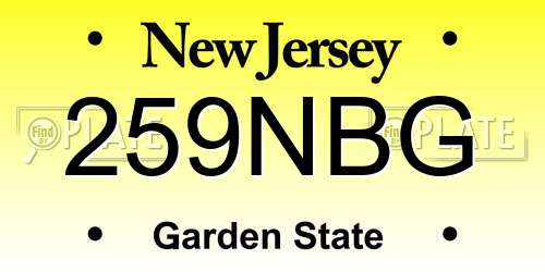 259NBG New Jersey License Plate