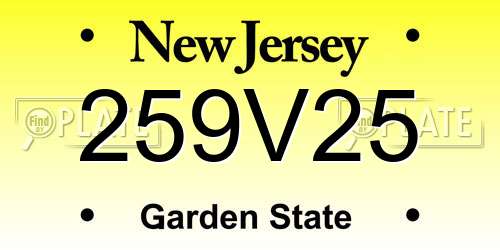 259V25 New Jersey License Plate