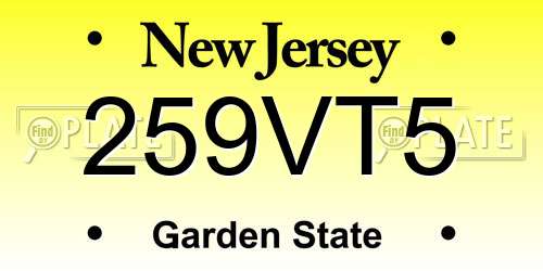 259VT5 New Jersey License Plate