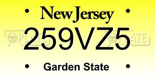 259VZ5 New Jersey License Plate