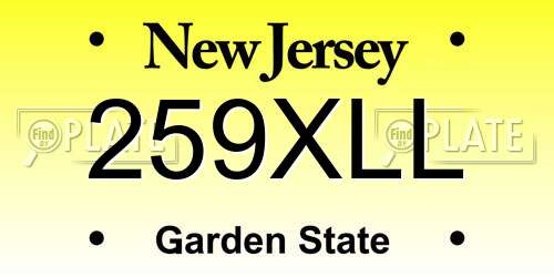 259XLL New Jersey License Plate
