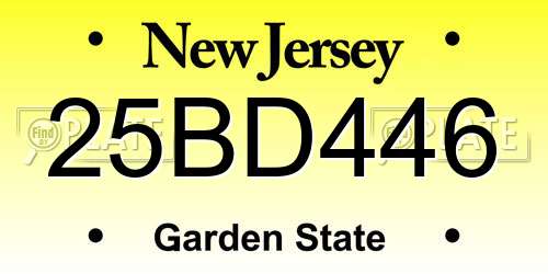 25BD446 New Jersey License Plate