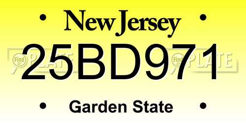 25BD971 New Jersey License Plate
